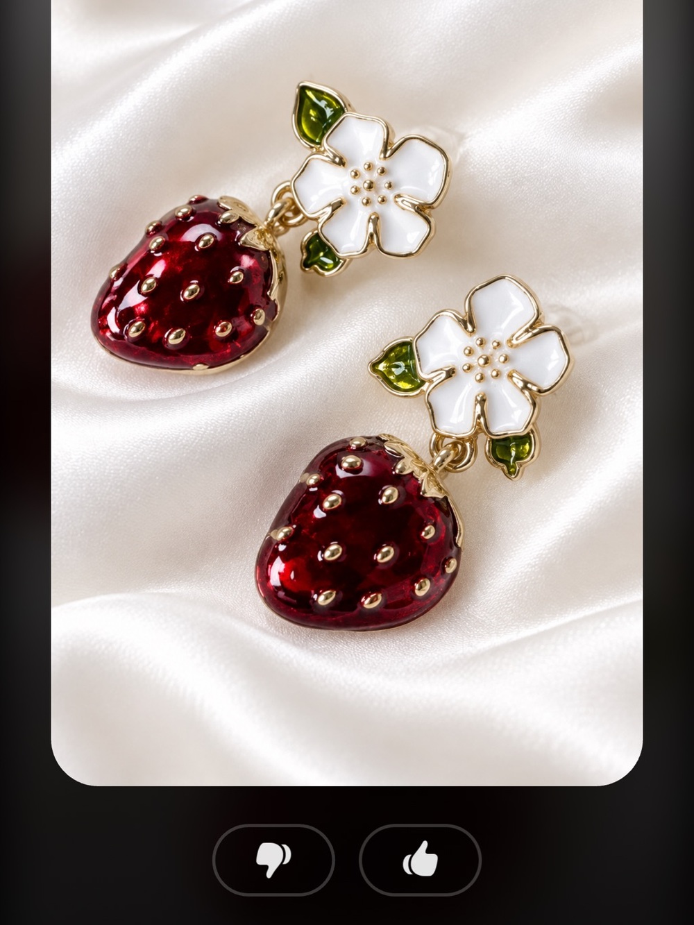 Fashion Jewelry Red Strawberry & White Flower Drop Earrings